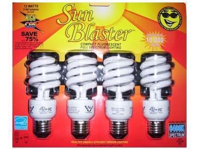 SunBlaster Compact Fluorescent Lamp / Light Bulb 13Watt 4/pack