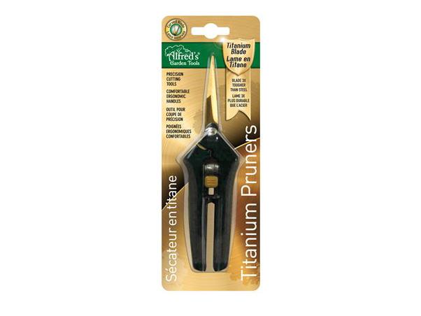 Alfred's Scissors - Spring-Loaded Garden Pruner Tool - Regular Titanium Curved Blade 24726